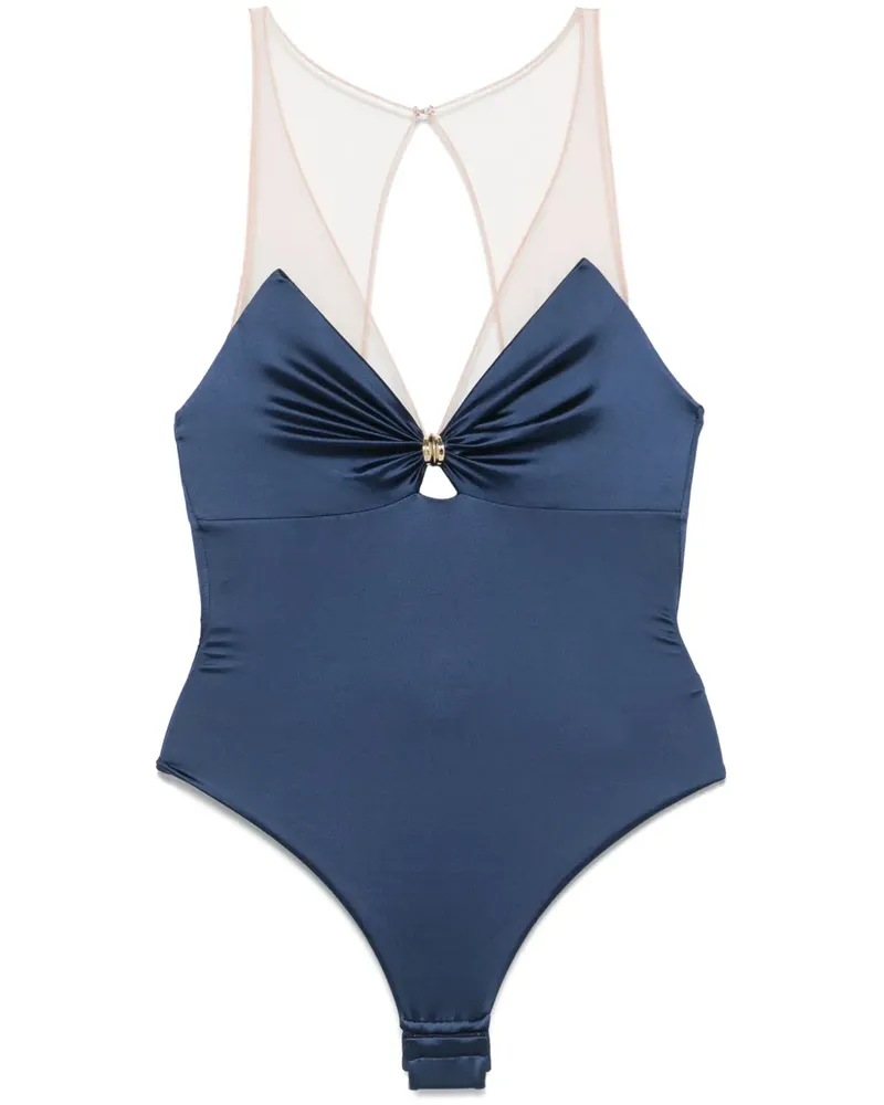 Elisabetta Franchi Body mit Tüllriemen - Blau Blau