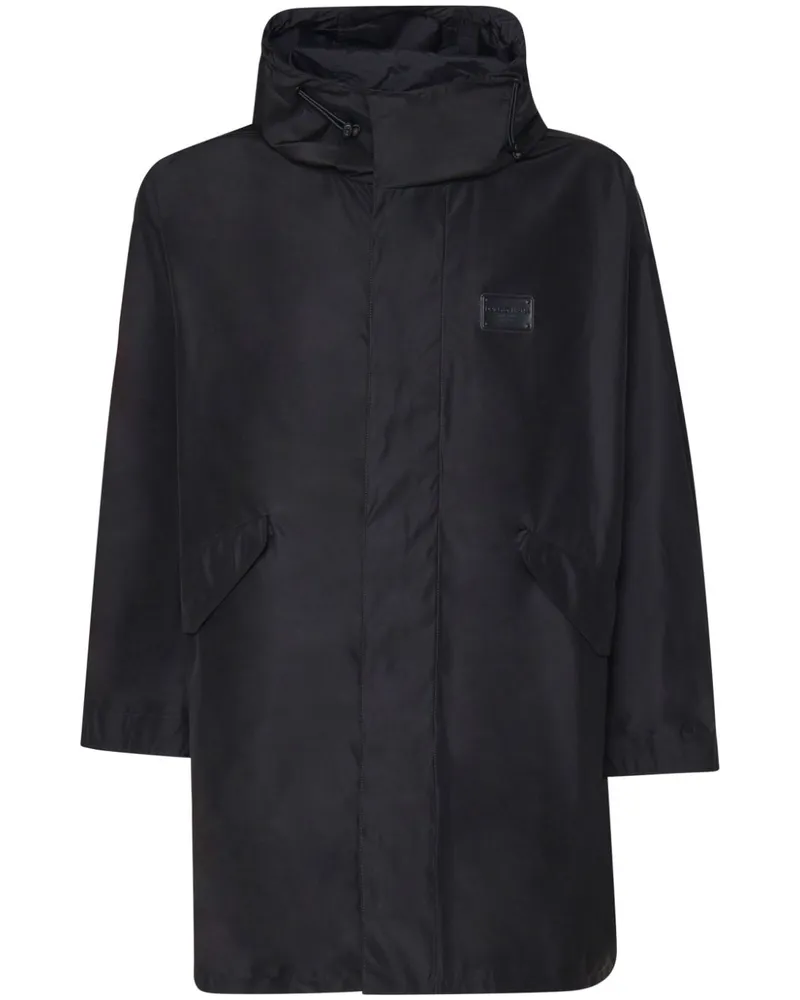 Dolce & Gabbana Parka mit Logo-Schild - Schwarz Schwarz