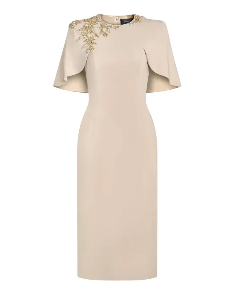 Jenny Packham Juniper Kleid mit kristallverzierten Cape-Ärmeln - Nude Nude