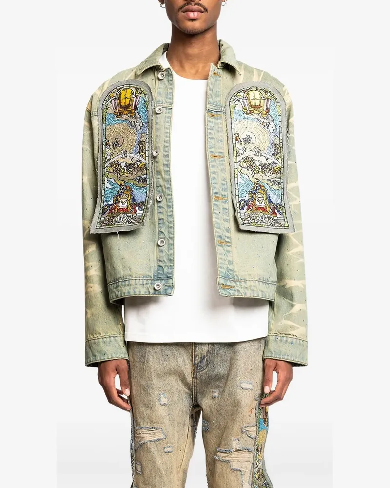 WHO DECIDES WAR Unfurled Jeansjacke mit besticktem Einsatz - Blau Blau