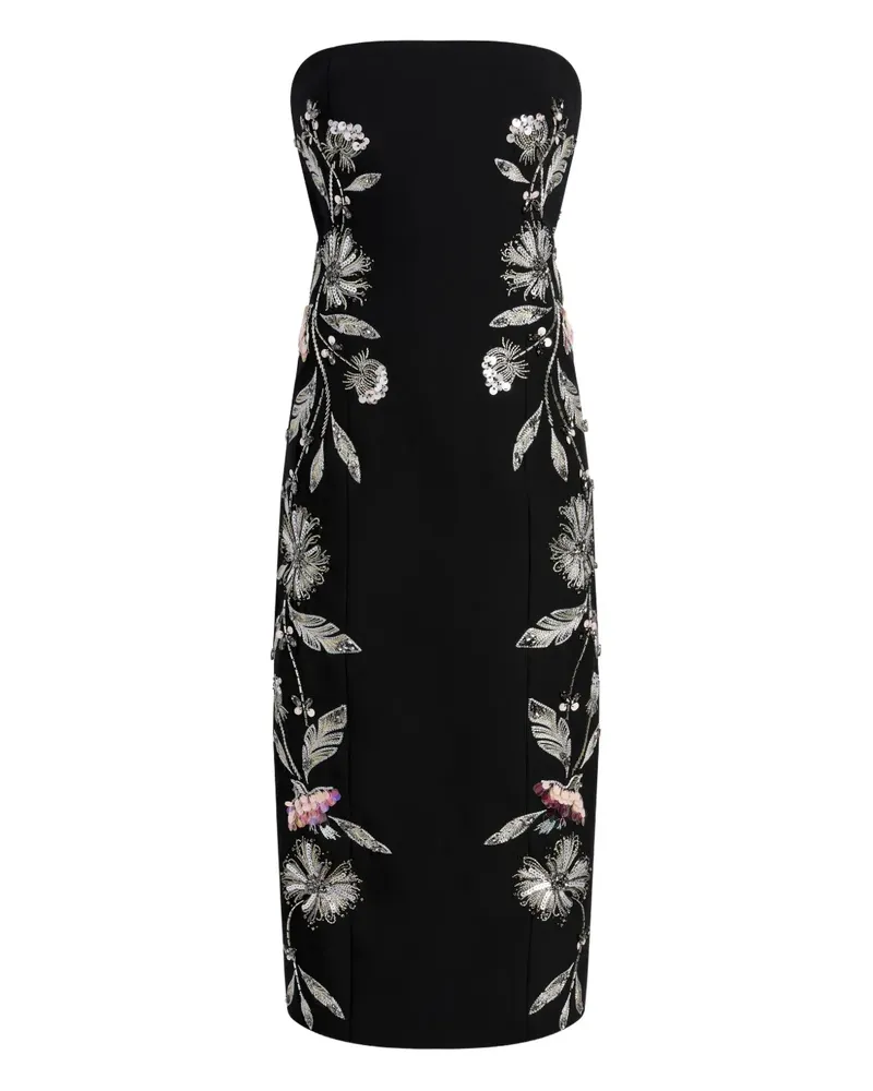 Cinq à Sept Niles floral-strapless midi dress - Schwarz Schwarz
