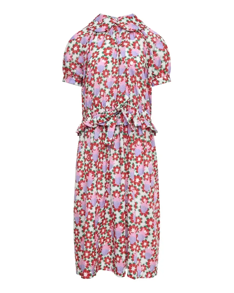 Comme des Garçons strawberry-print ruffled midi dress - Mehrfarbig Mehrfarbig