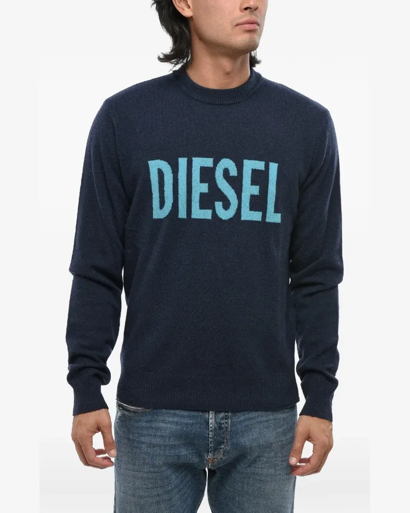 Diesel Pullover mit Jacquard-Logo - Blau Blau