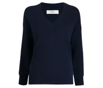 Kaschmirpullover mit V-Ausschnitt - Blau