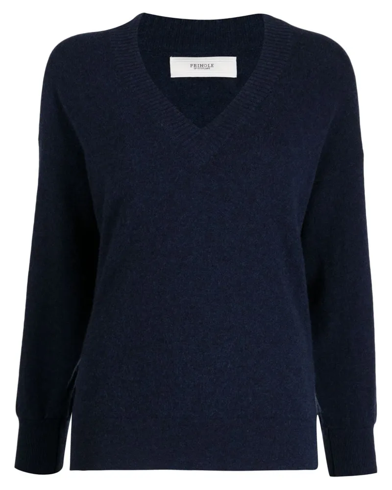 Pringle of Scotland Kaschmirpullover mit V-Ausschnitt Blau