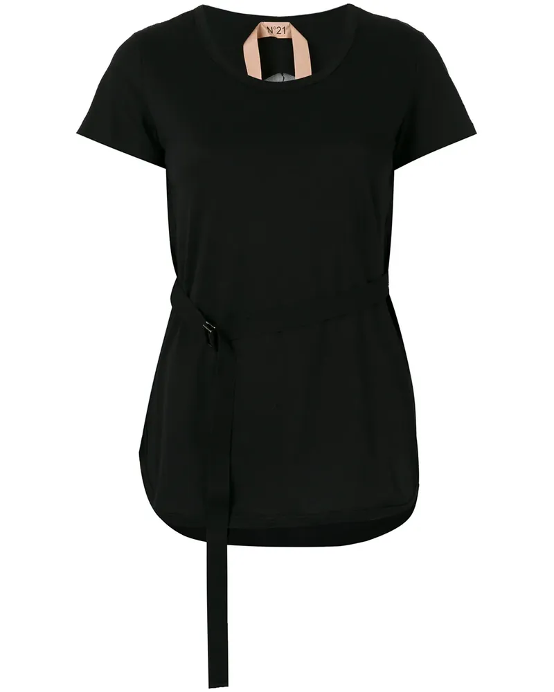 N° 21 T-Shirt mit abgerundetem Saum - Schwarz Schwarz