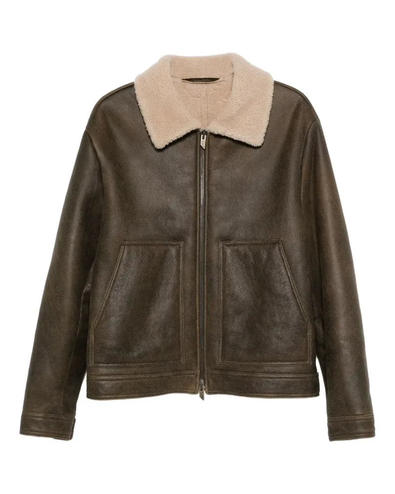Salvatore Santoro Lederjacke mit Shearling-Kragen - Grün Grün