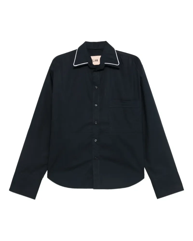 PLAN C piping-detail chest-pocket shirt - Blau Blau