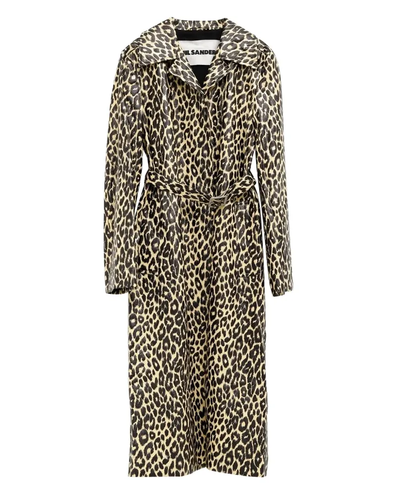Jil Sander Mantel mit Leoparden-Print - Schwarz Schwarz