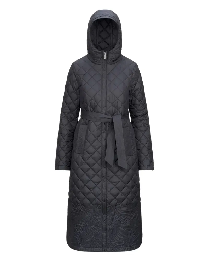 K-Way Quilted Belted Hooded Jacket - Grau Grau