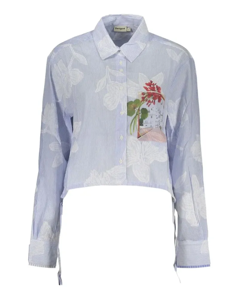 Desigual Gestreiftes Hemd mit Blumenprint - Blau Blau