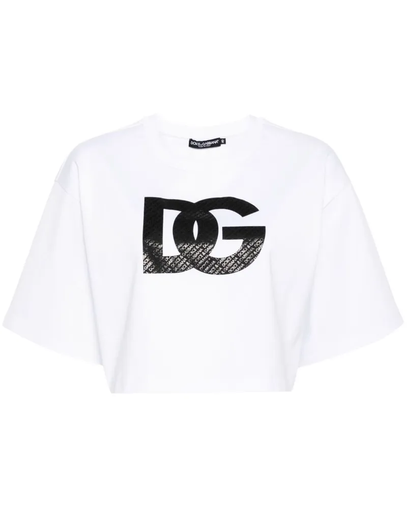 Dolce & Gabbana Cropped-T-Shirt mit Logo-Print - Weiß Weiß