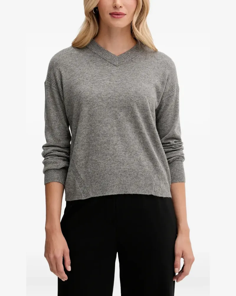 Benetton Strickpullover mit V-Ausschnitt - Grau Grau
