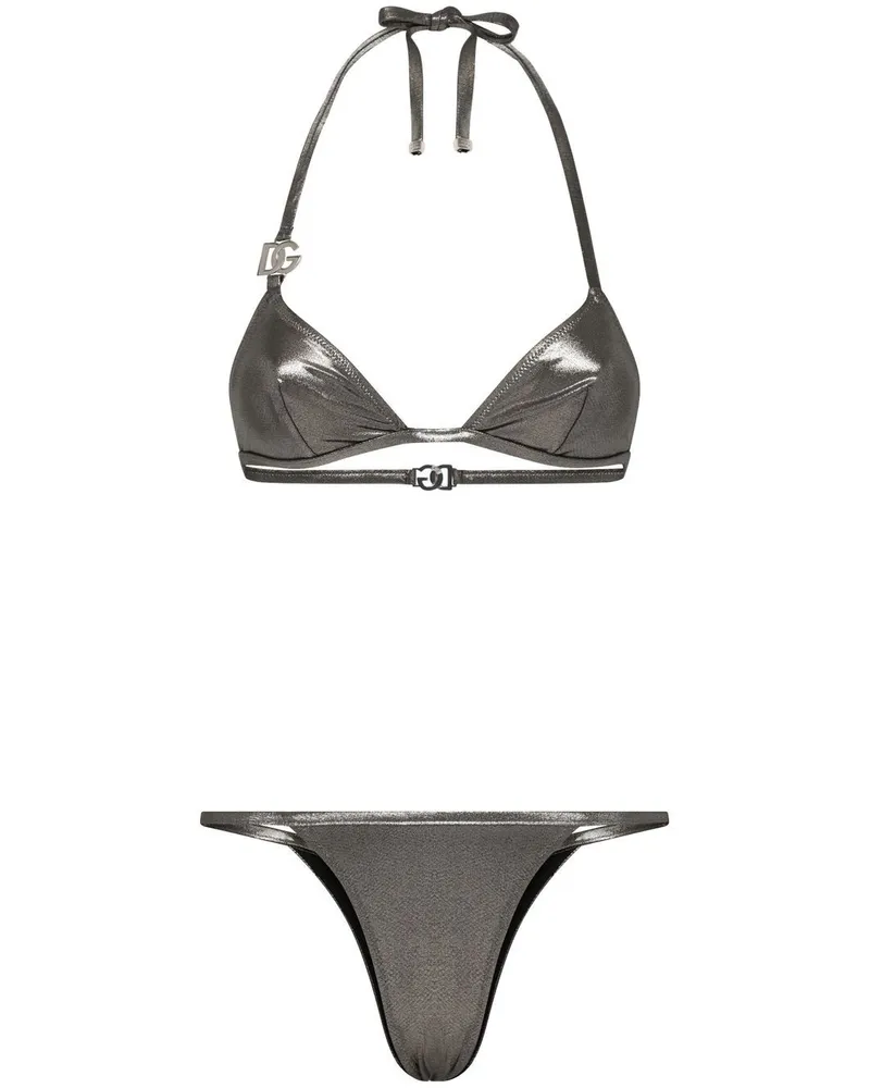 Dolce & Gabbana Triangel-Bikini mit DG - Silber Silber