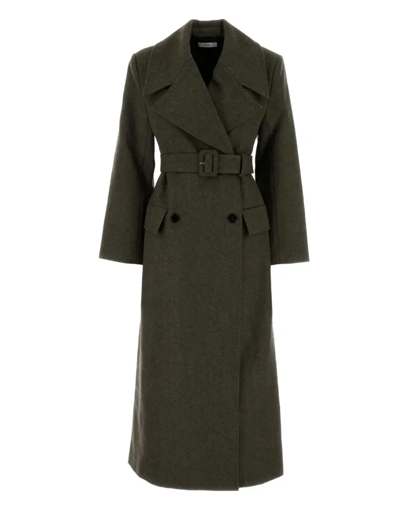 Co Melierter Wollmantel mit Gürtel - Grün Grün