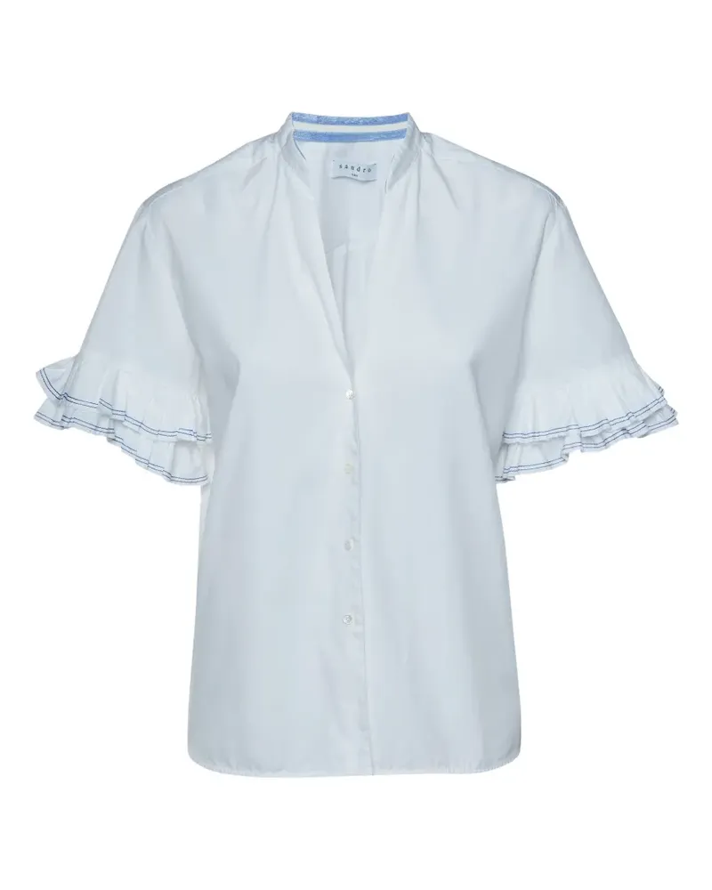Sandro ruffled-sleeve button-up blouse - Weiß Weiß