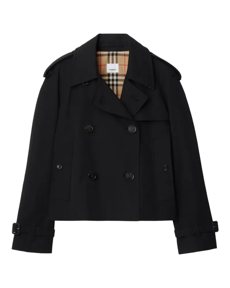 Burberry cropped gabardine Mayfair trench jacket - Schwarz Schwarz