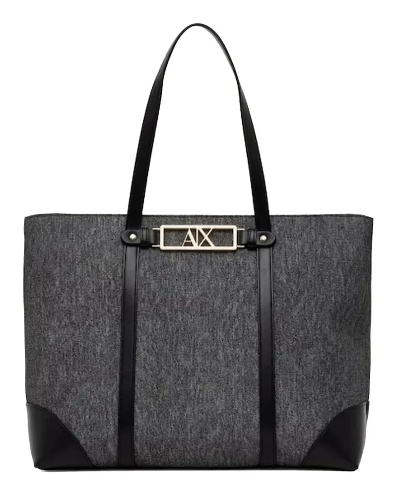 Armani Exchange logo-plaque tote bag - Schwarz Schwarz