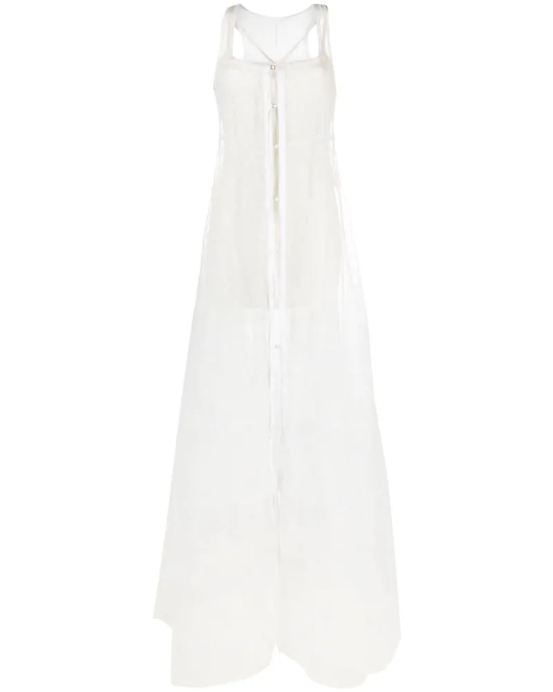 Jacquemus La Robe Dentelle Abendkleid mit transparenten Einsätzen - Weiß Weiß