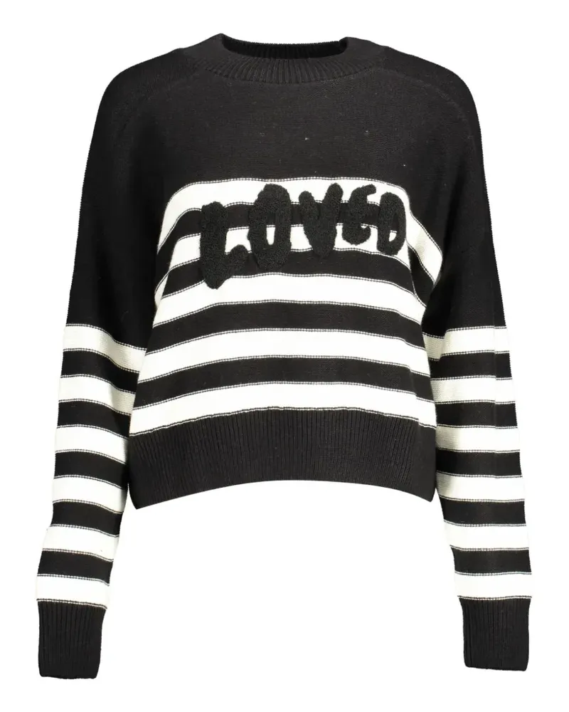 Desigual stripe-pattern embroidered sweater - Schwarz Schwarz