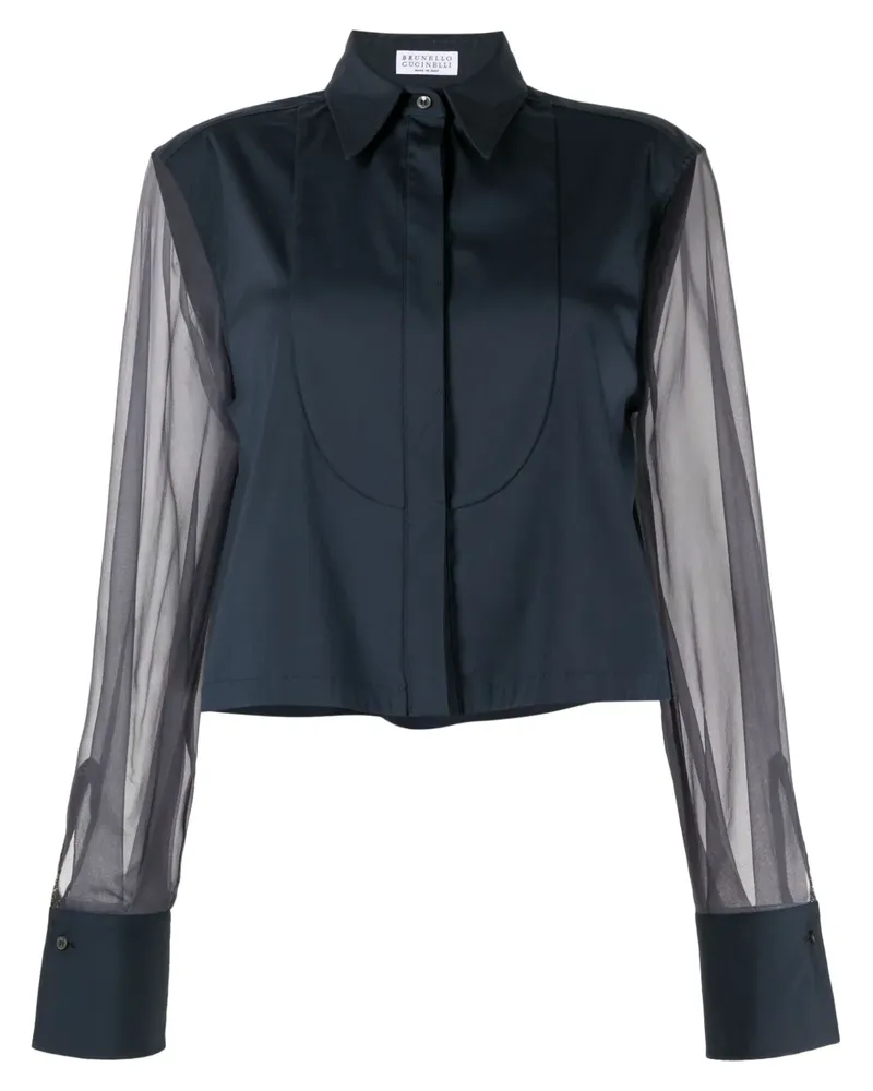 Brunello Cucinelli Hemd mit Sheer-Ärmeln - Blau Blau