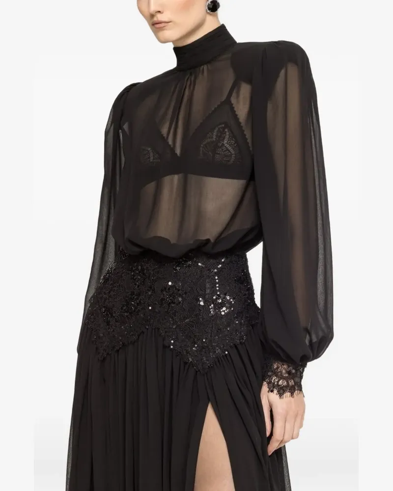 NISSA Verziertes Kleid mit Stehkragen - Schwarz Schwarz