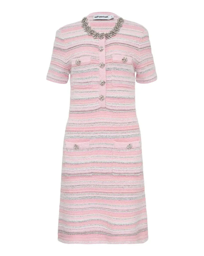 Self-Portrait Gestricktes Minikleid - Rosa Rosa