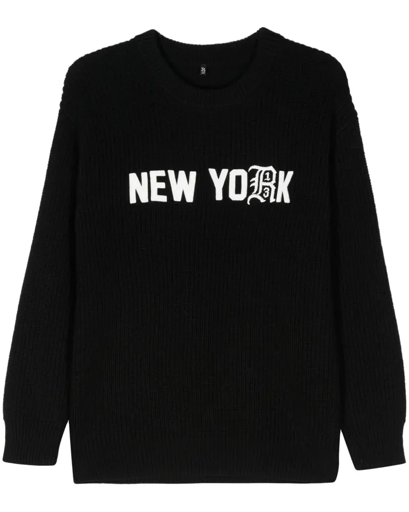 R13 Pullover mit Logo-Stickerei - Schwarz Schwarz