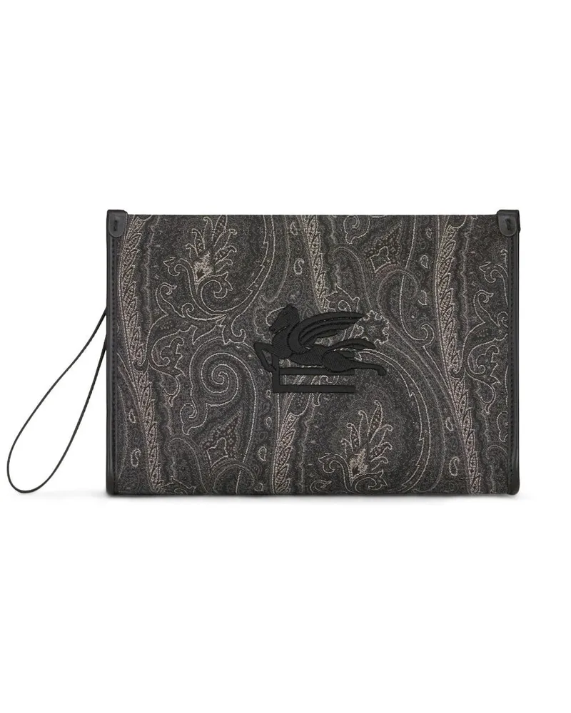 Etro Große Clutch mit Paisley-Print Schwarz