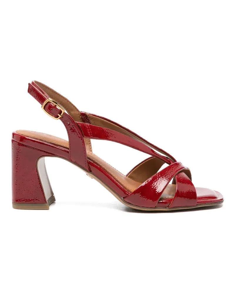 Tamaris crinkled-patent crossover-strap sandals - Rot Rot