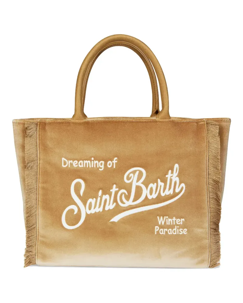 MC2 Saint Barth Colette fringed handheld velvet tote bag - Nude Nude