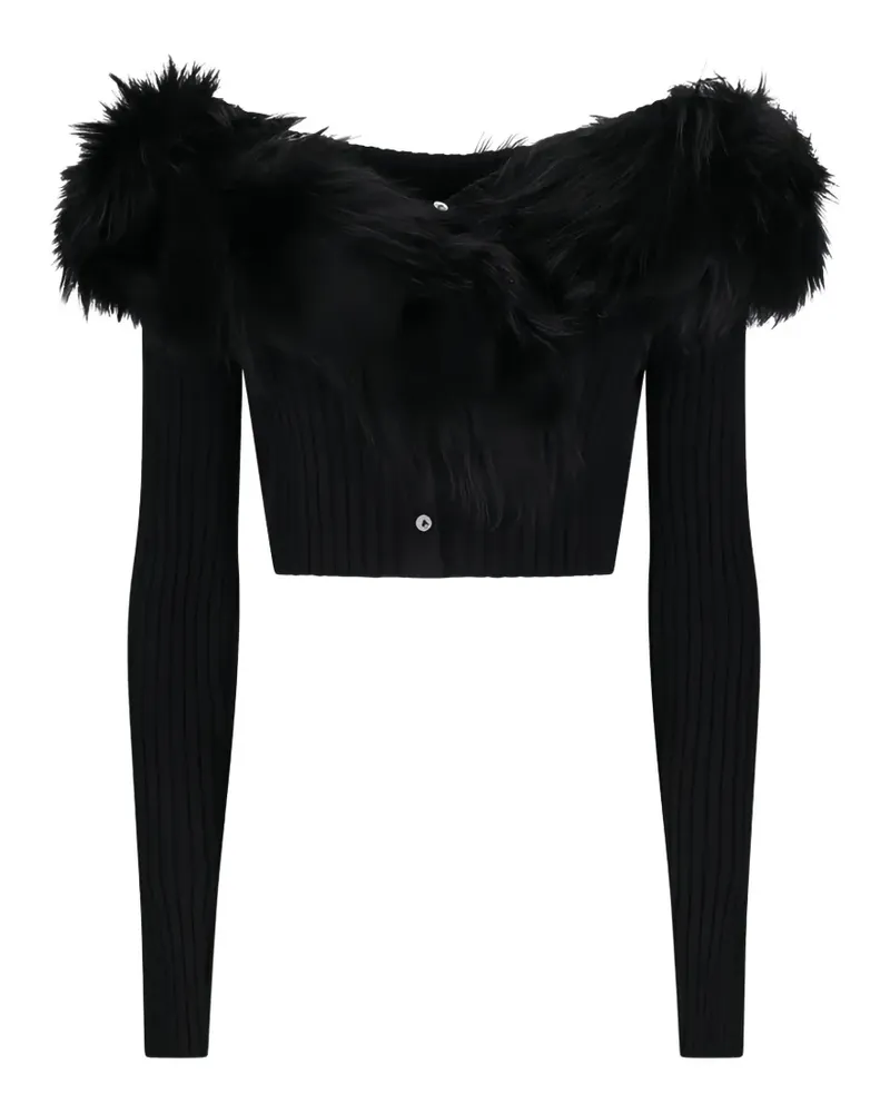 Blumarine faux-fur trimmed cardigan - Schwarz Schwarz