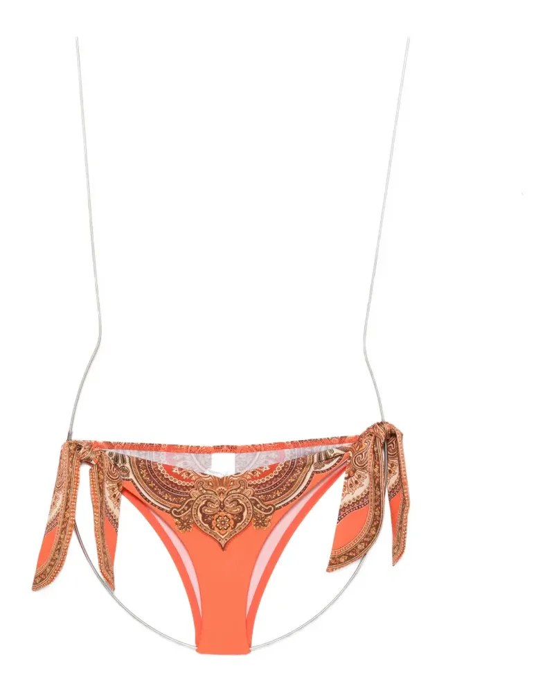 Zimmermann paisley-print tie-side bikini bottoms - Orange Orange