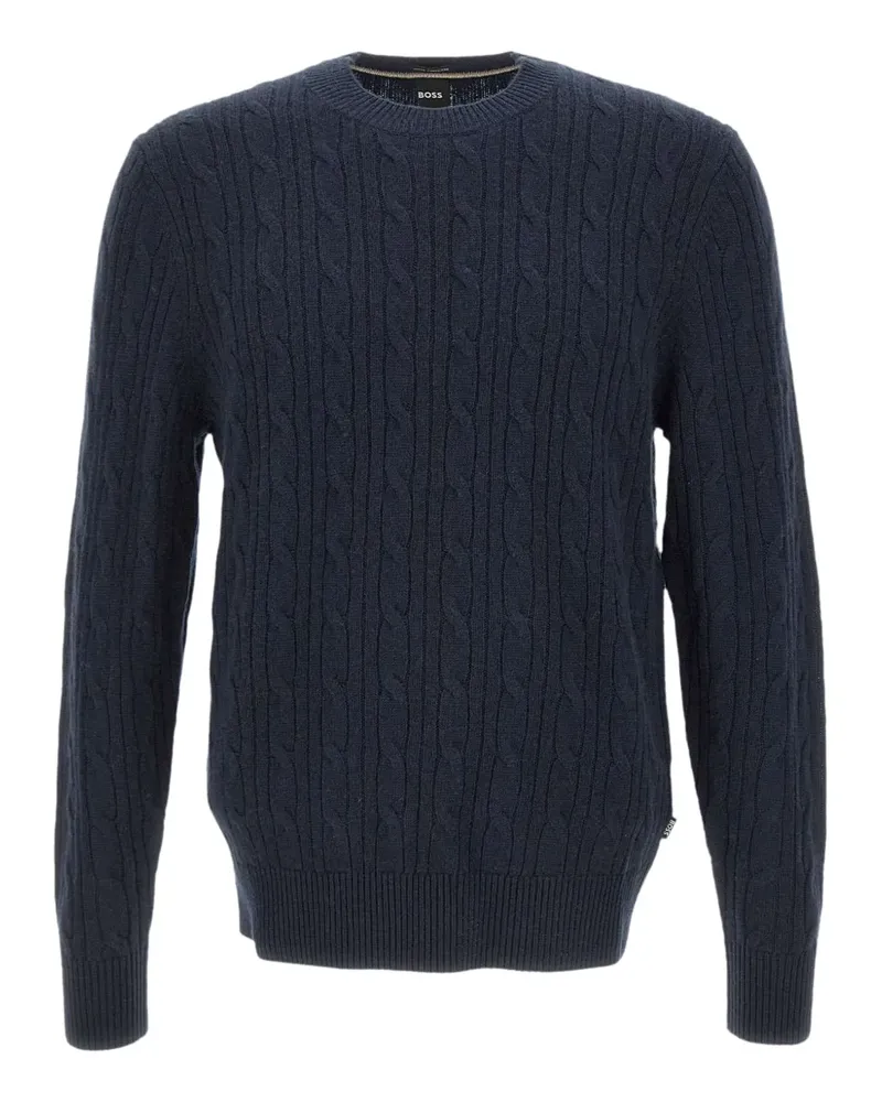 HUGO BOSS Pullover mit Zopfmuster - Blau Blau