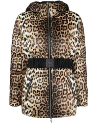 Roberto Cavalli Gefütterte Jacke mit Leoparden-Print Nude