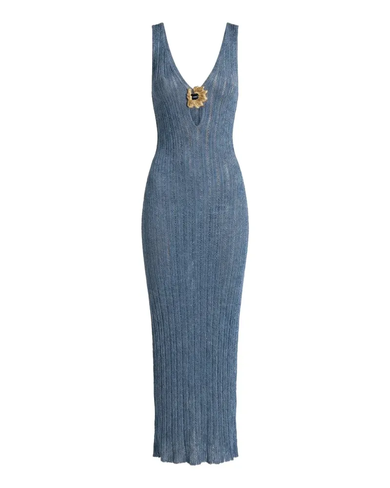 MOEVA Antibes floral-embellished knitted maxi dress - Blau Blau