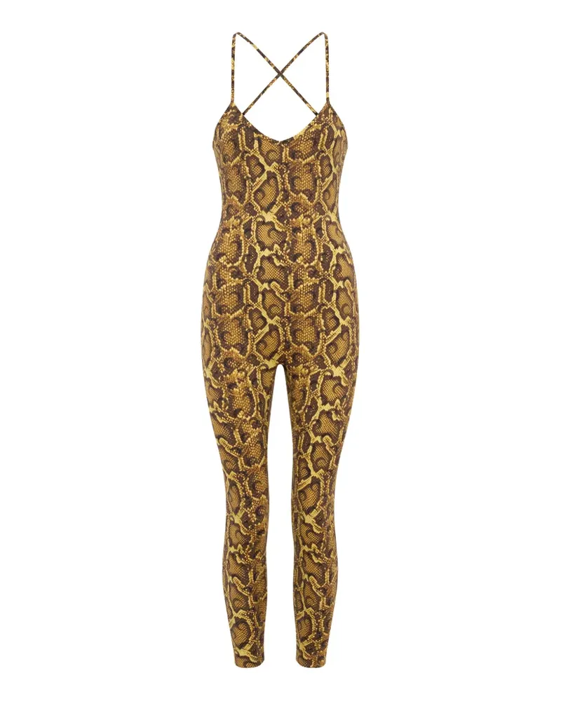 Marine Serre Jumpsuit mit Python-Print und V-Ausschnitt - Gelb Gelb