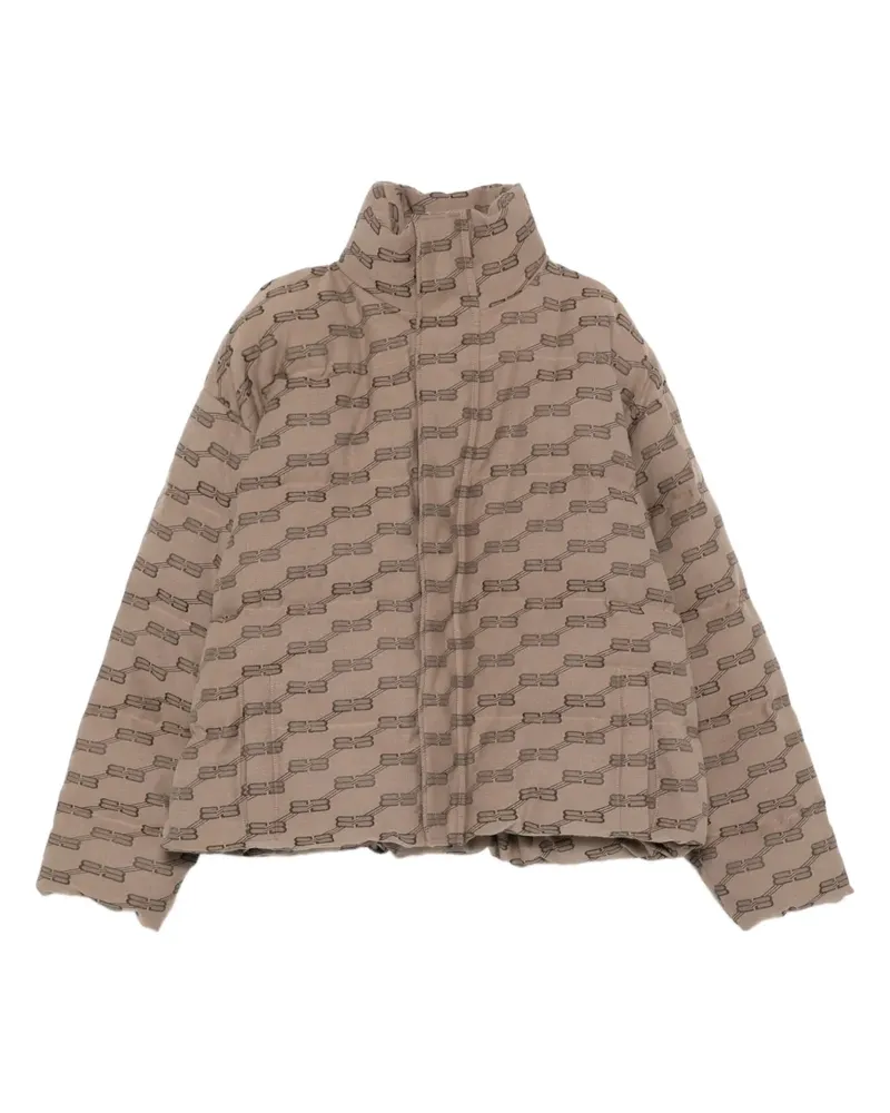 Balenciaga Wattierte Jacke mit Logo-Muster - Braun Braun