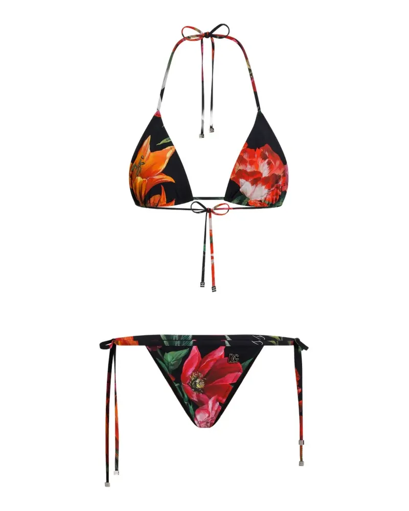Dolce & Gabbana Bikini mit Blumen-Print - Schwarz Schwarz