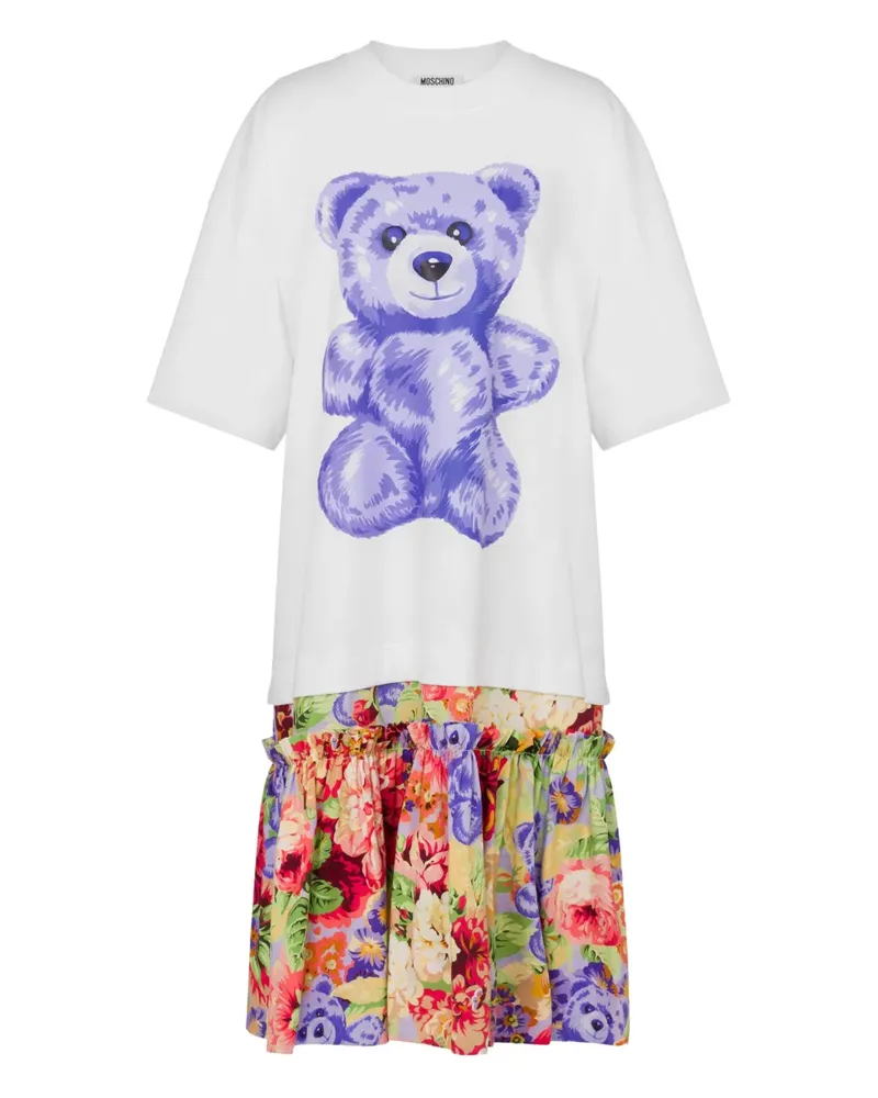 Moschino Teddy-Minikleid mit Blumen-Print - Weiß Weiß
