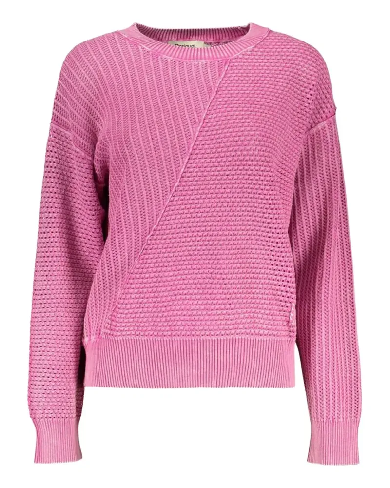 Desigual Gerippter Pullover mit Einsätzen - Rosa Rosa