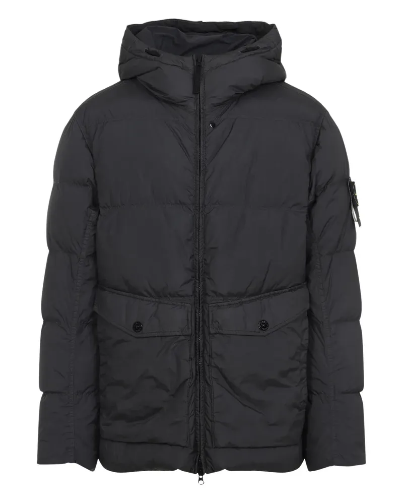 Stone Island Gefütterter Kapuzenmantel - Schwarz Schwarz