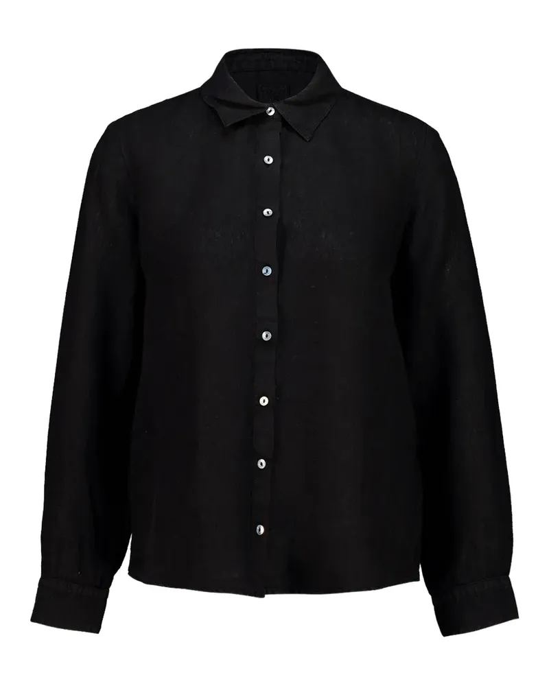 120% Lino long-sleeve button-down linen shirt - Schwarz Schwarz