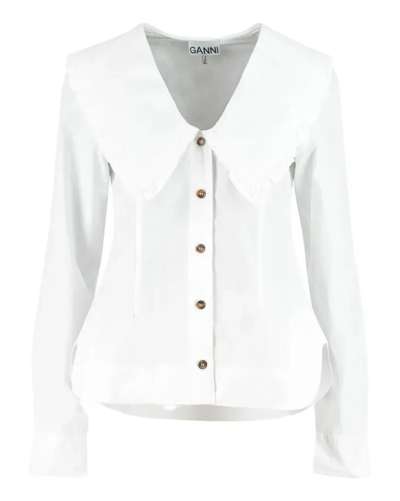 Ganni ruffled oversized-collar shirt - Weiß Weiß