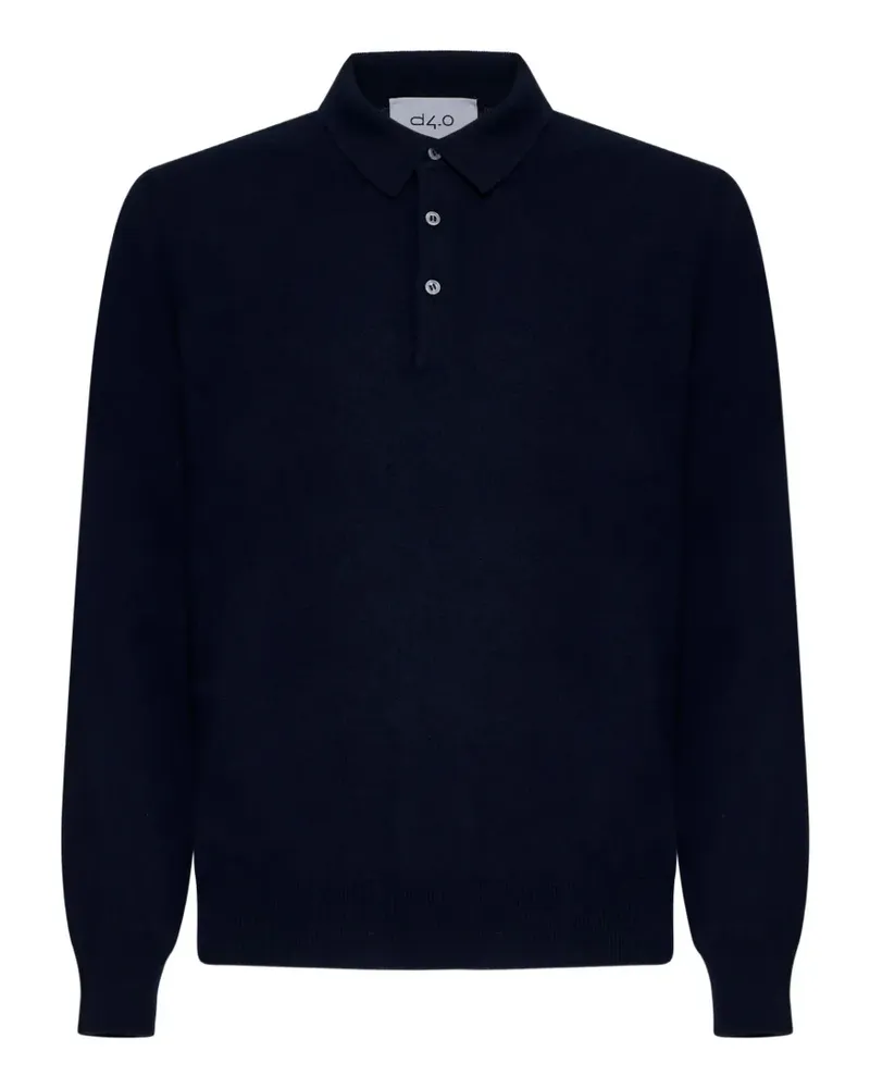 D4.0 Pullover mit Poloshirtkragen - Blau Blau