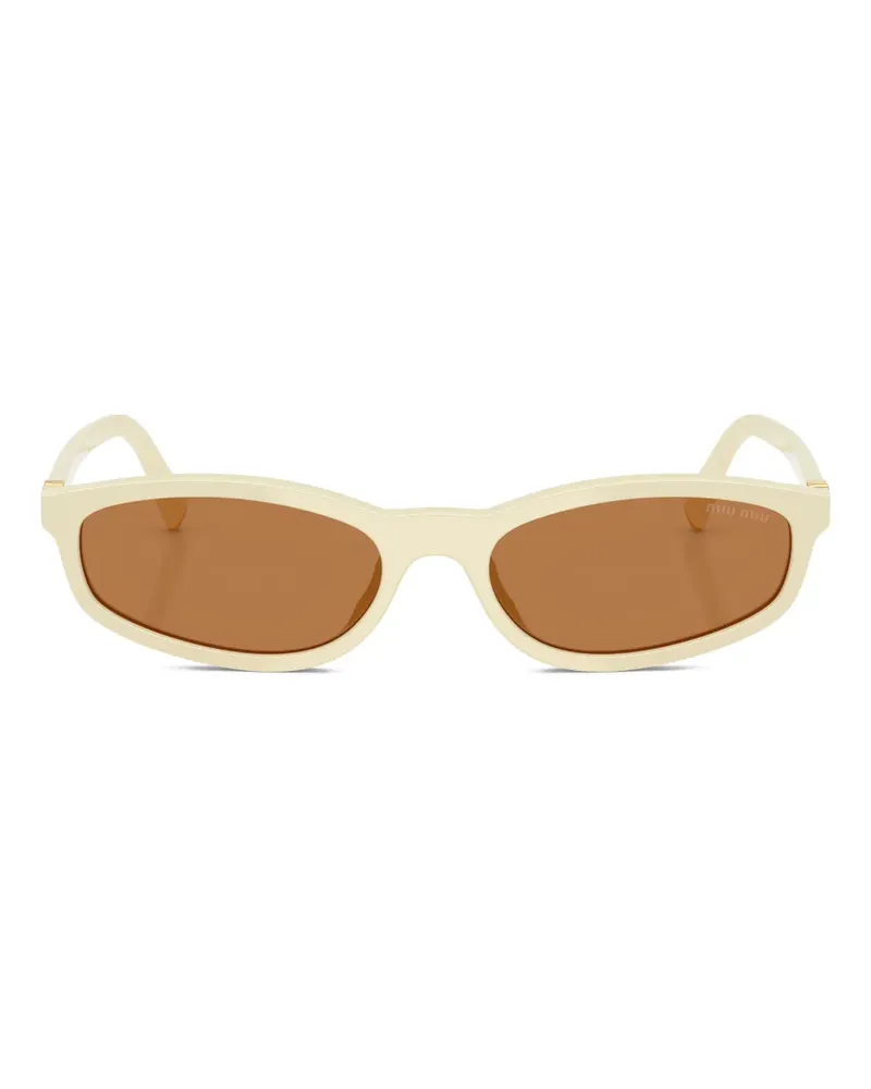Miu Miu Sonnenbrille mit ovalem Gestell - Weiß Weiß
