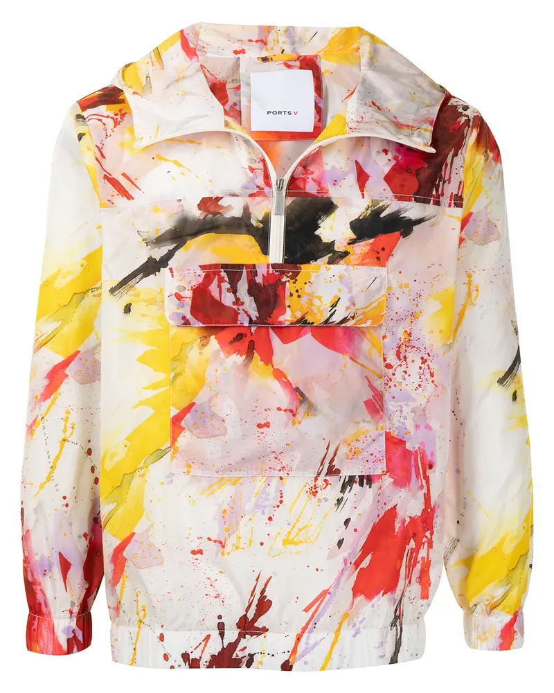 Ports V Windbreaker mit Graffiti-Print - Weiß Weiß