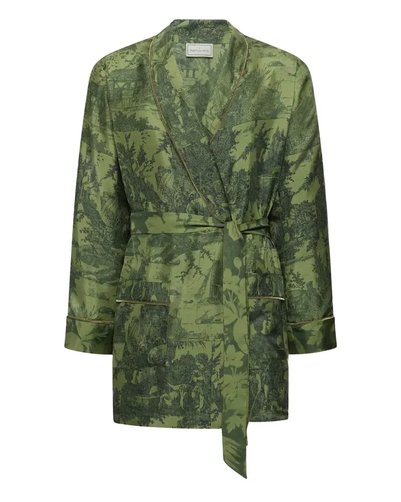 Pierre-Louis Mascia landscape-print silk robe - Grün Grün