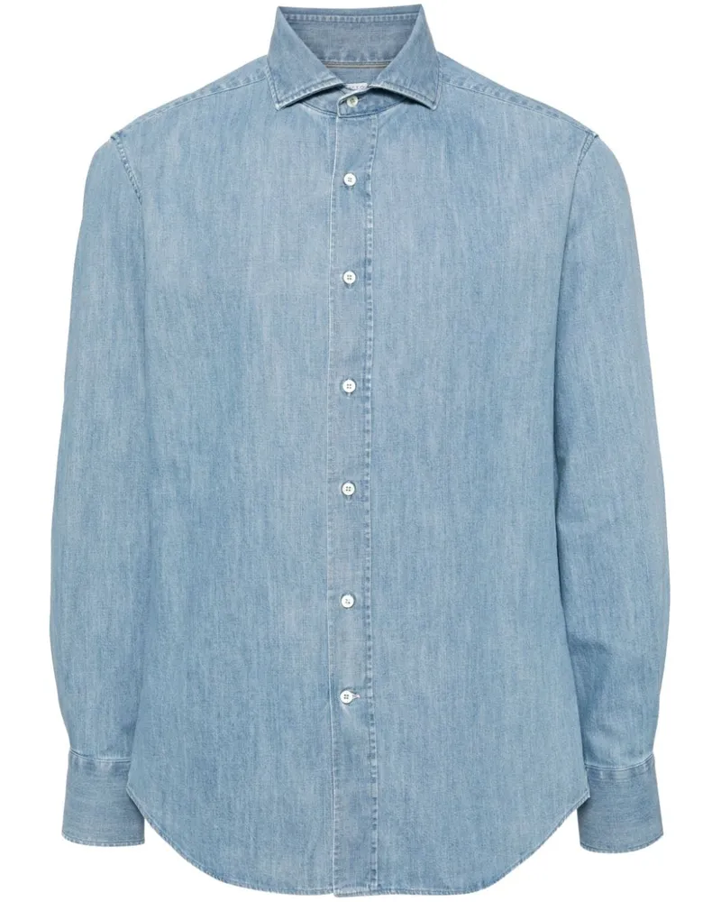 Brunello Cucinelli Schmales Hemd - Blau Blau