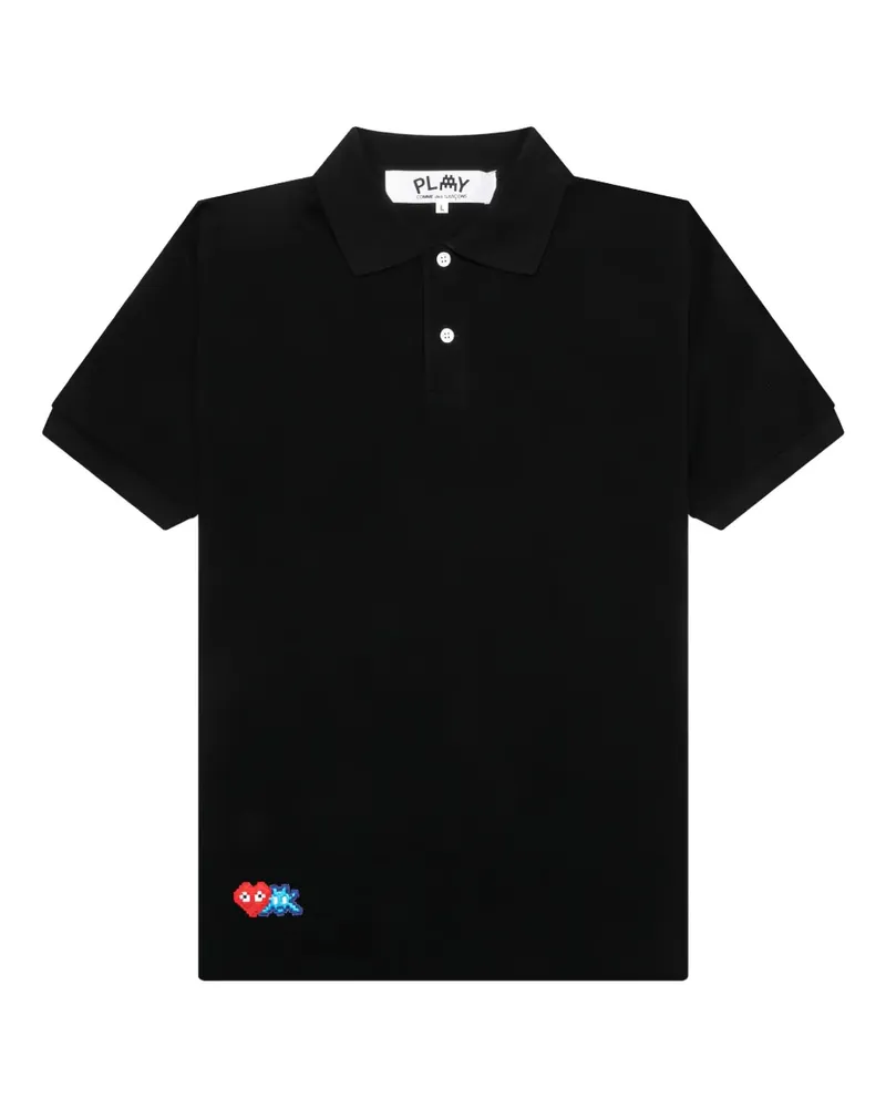 Comme des Garçons x Invader Poloshirt mit Pixel-Herz - Schwarz Schwarz